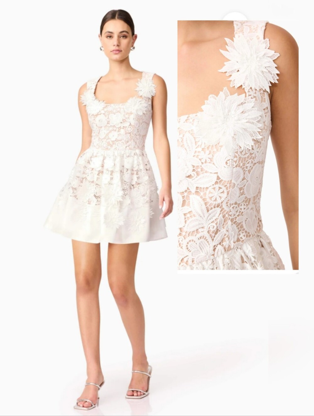 Elliatt Margot Floral Mini Dress White Elliatt Lace Flower Applique Mini Dress